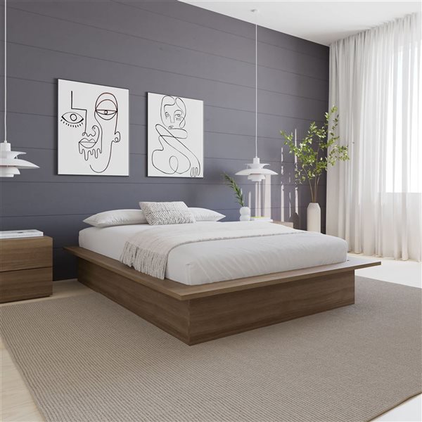Nexera Malibu Brown Oak Full-Size Platform Bed
