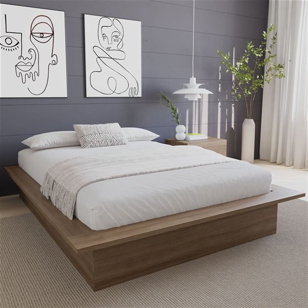Nexera Malibu Brown Oak Full-Size Platform Bed