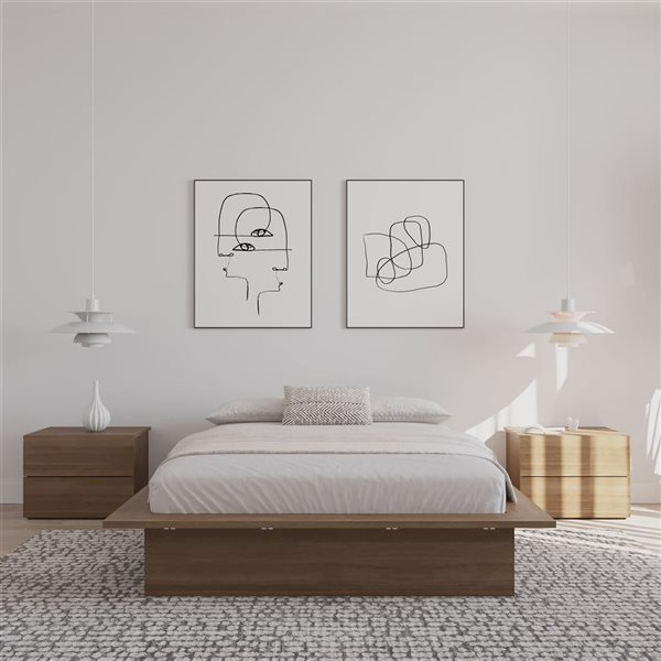 Nexera Malibu Brown Oak Full-Size Platform Bed