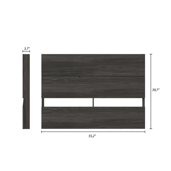 Nexera Legacy 55.25 W x 40-in H Bark Grey Full-Size Simple Flat Panel Headboard