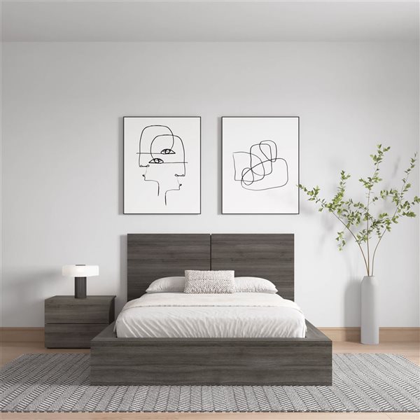 Nexera James 65 W x 42-in H Grey Oak Full-Size Simple Headboard