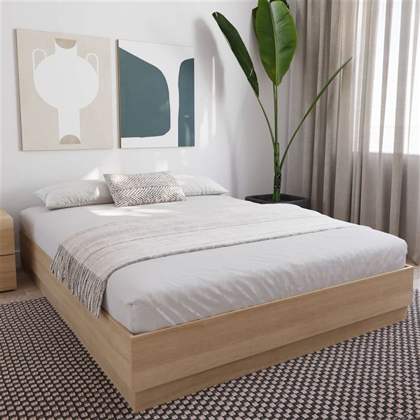 Nexera Milano Natural Blonde Oak Full-Size Platform Bed