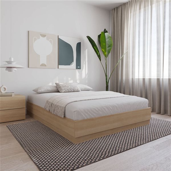 Nexera Milano Natural Blonde Oak Full-Size Platform Bed