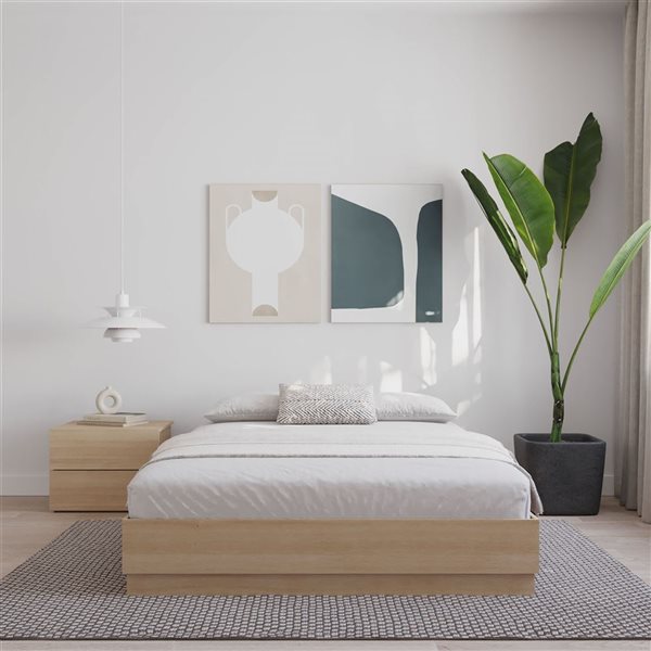 Nexera Milano Natural Blonde Oak Full-Size Platform Bed