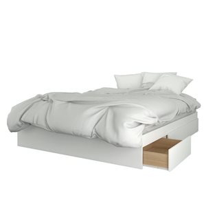 Nexera Ogilvi 3-Piece White and Natural Maple Contemporary Queen Bedroom Set