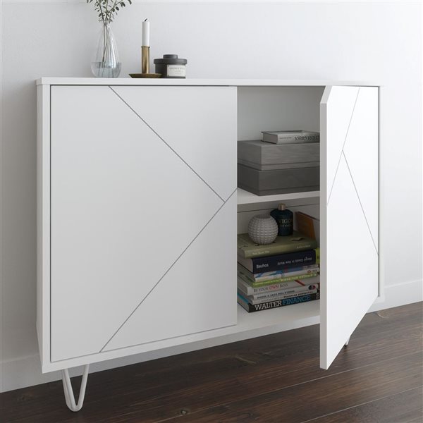 Nexera Slim 39-in W White Modern 2-Door Wall-Mounted Accent Cabinet