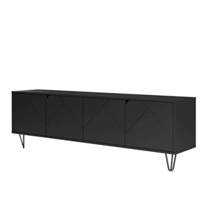 Nexera Slim 72-in W Black MDF Modern 4-Door Wall-Mounted TV Stand