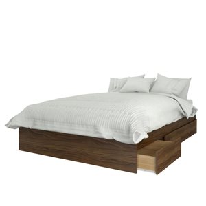 Nexera Boreal 3-Piece White and Walnut Contemporary Full Bedroom Set