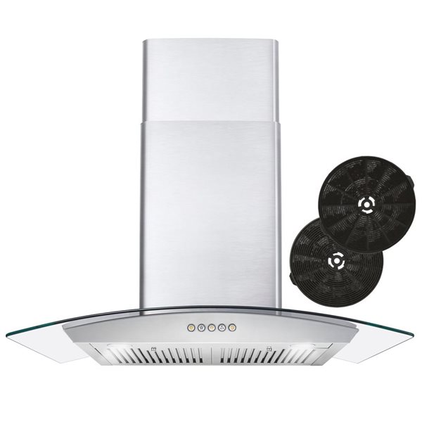 Cosmo 30 in. Ductless Wall Mount Range Hood in Stainless Steel with Push Button Controls, LED Lighting and Carbon Filter