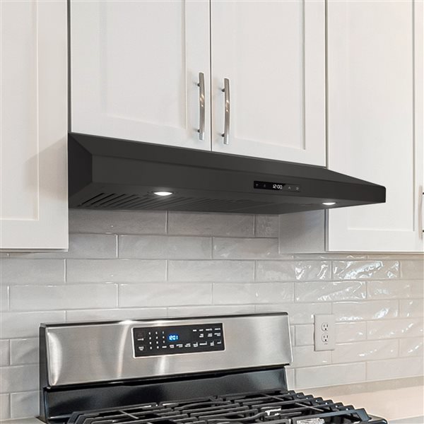 Cosmo 30-in 500 CFM Haven Collection Ducted Under Cabinet Range Hood w/ Touch Controls and LED Lights in Matte Black