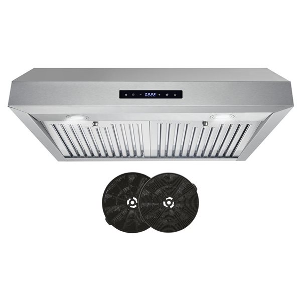 Cosmo 30-in W 380 CFM Ductless Stainless Steel Under Cabinet Range Hood w/ Electronic Controls