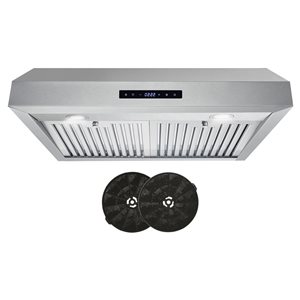 Cosmo 30-in W 380 CFM Ductless Stainless Steel Under Cabinet Range Hood w/ Electronic Controls