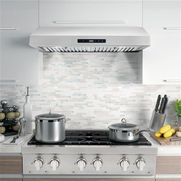 Cosmo 30-in W 380 CFM Ductless Stainless Steel Under Cabinet Range Hood w/ Electronic Controls