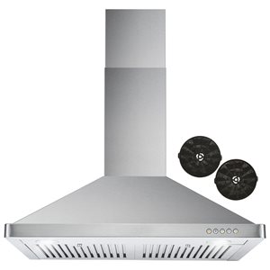 Hotte de cuisinière Cosmo murale pyramide sans conduit 30 po l. 380 pi³/min en acier inoxydable et écran tactile