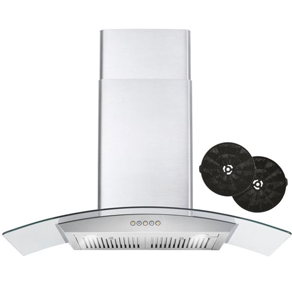 Cosmo 36 in. Ductless Wall Mount Range Hood in Stainless Steel with LED Lighting and Carbon Filter Kit for Recirculating