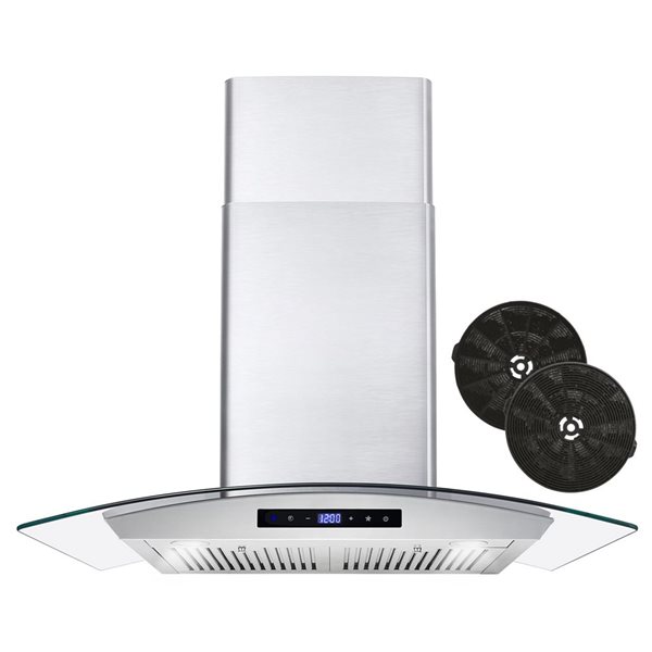 Cosmo 30 in. Ductless Wall Mount Range Hood in Stainless Steel with LED Lighting and Carbon Filter Kit for Recirculating