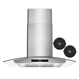 Cosmo 30-in Vista Collection Ductless Wall Mount Range Hood w/ Touch Controls and LED Lights - Stainless Steel