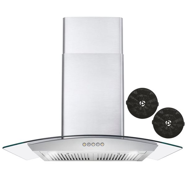 Cosmo 30 in. Ductless Wall Mount Range Hood in Stainless Steel with LED Lighting and Carbon Filter Kit for Recirculating