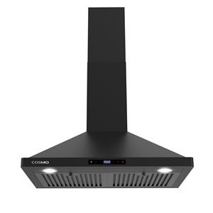 Cosmo 30-in Vista Collection Ducted Wall Mount Range Hood w/ Touch Controls and LED Lights, Matte Black