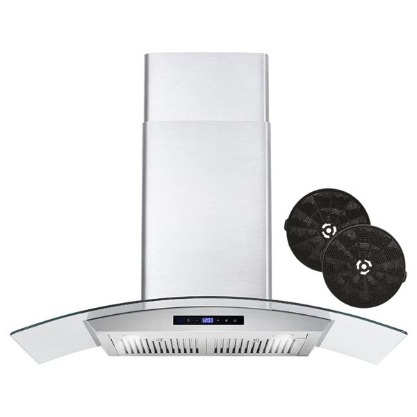 Cosmo 36 in. Ductless Wall Mount Range Hood in Stainless Steel with Soft Touch Controls, LED Lighting and Carbon Filter Kit