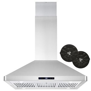 Cosmo 36-in W 380 CFM Ductless Stainless Steel Island Range Hood