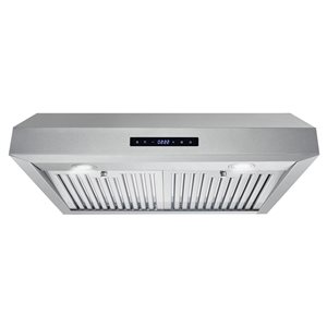 Cosmo 30-in W 380 CFM Ducted Brushed Stainless Steel Under Cabinet Range Hood