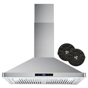 Hotte de cuisinière Cosmo murale pyramide sans conduit 30 po l. 380 pi³/min en acier inoxydable