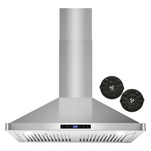 Cosmo 30-in Vista Collection Ductless Wall Mount Range Hood w/ Touch Controls and LED Lights - Stainless Steel