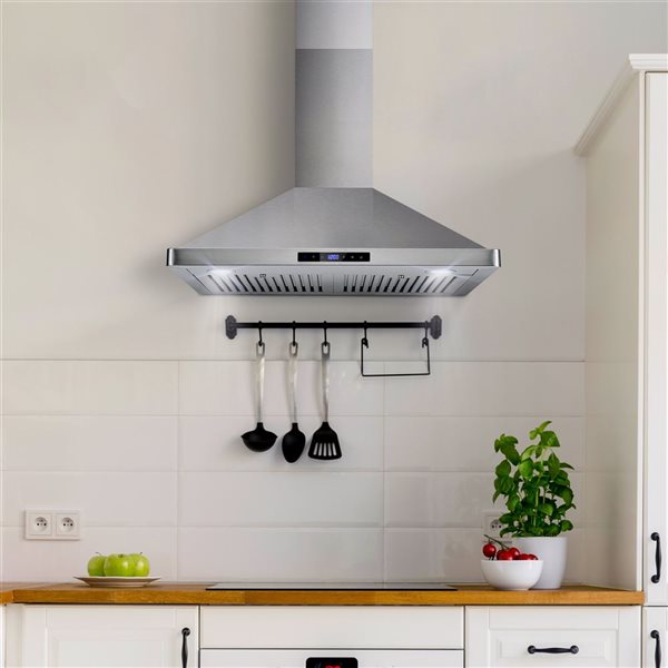 Hotte de cuisinière Cosmo murale pyramide sans conduit 30 po l. 380 pi³/min en acier inoxydable