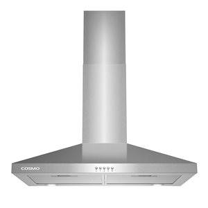Cosmo 30-in Nebula Collection Ducted Wall Mount Range Hood w/ Button Controls and LED Lights - Stainless Steel