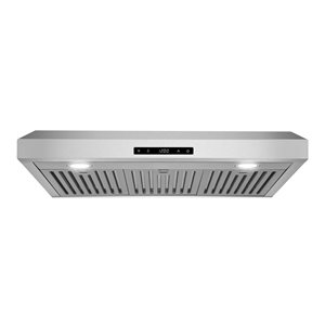 Cosmo 30-in 500 CFM  Haven Collection Ducted Under Cabinet Range Hood w/ Touch Controls and LED Lights - Stainless Steel