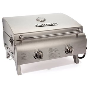 Gril à gaz de table à 2 brûleurs Chef's Style de Cuisinart 20 000 BTU en acier inoxydable