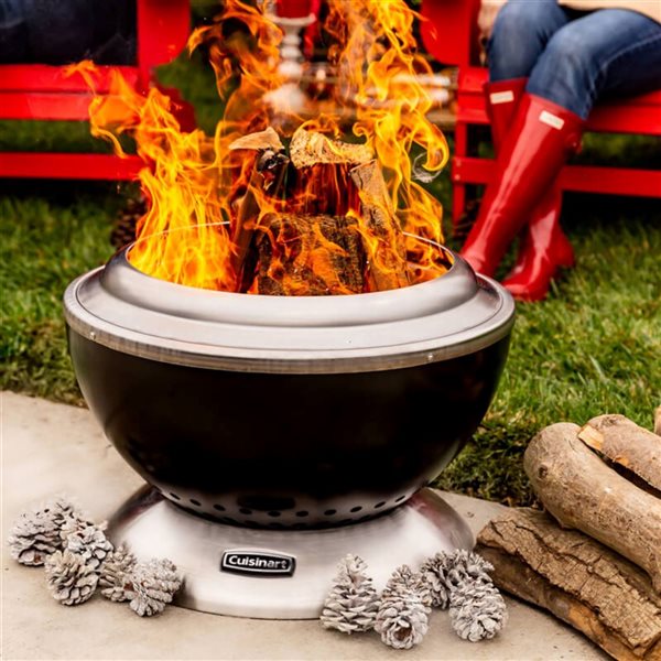 Cuisinart 24-in W Black Stainless Steel Cleanburn Smokeless Wood-Burning Fire Pit