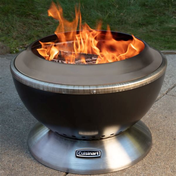 Cuisinart 24-in W Black Stainless Steel Cleanburn Smokeless Wood-Burning Fire Pit