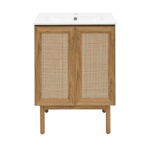 Meuble-lavabo Swiss Madison Chaux 24 po l. autoportant en chêne brun avec lavabo