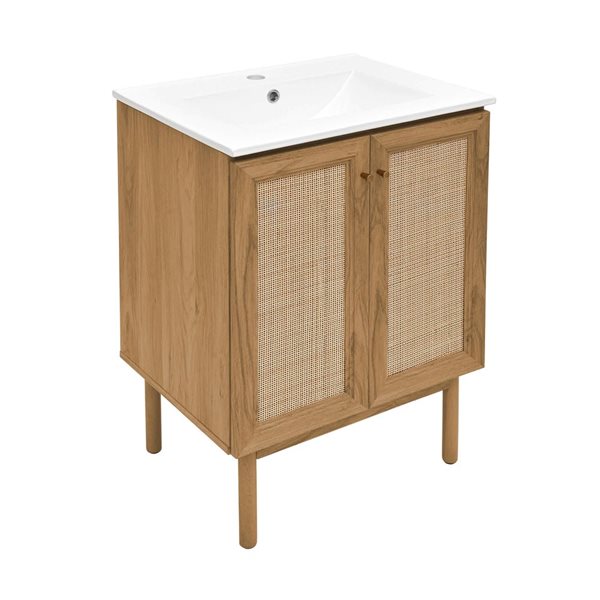 Swiss Madison Chaux 24-in W Brown Oak Freestanding Bathroom Vanity