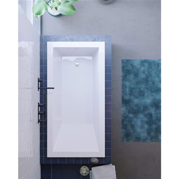 Swiss Madison Lausanne 60 W x 30-in L Glossy White Acrylic Drop-in Reversible Drain Bathtub