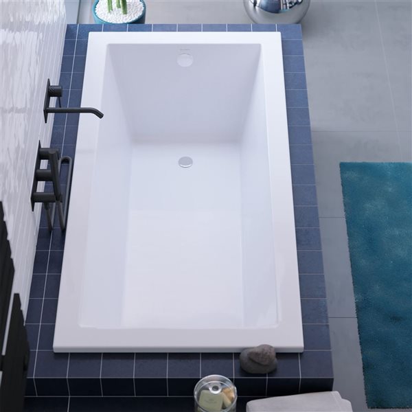 Swiss Madison Lausanne 60 W x 30-in L Glossy White Acrylic Drop-in Reversible Drain Bathtub