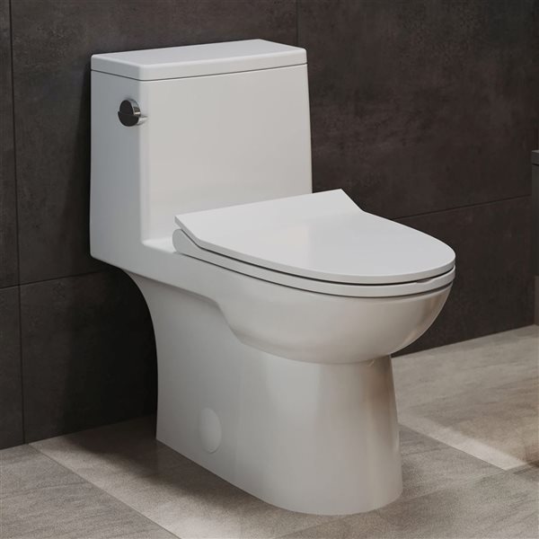 Swiss Madison Champs White Single One-Piece Elongated 16.5-in H Toilet Bowl