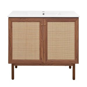 Meuble-lavabo Swiss Madison Chaux 36 po l. autoportant en chêne brun pour 1 lavabo