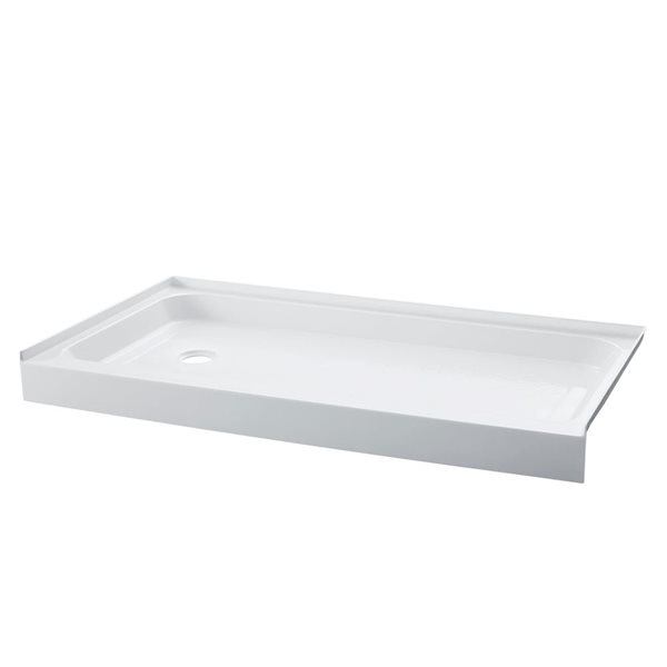 Swiss Madison Lausanne Glossy White Acrylic 60 W x 36-in L Left Drain Shower Base