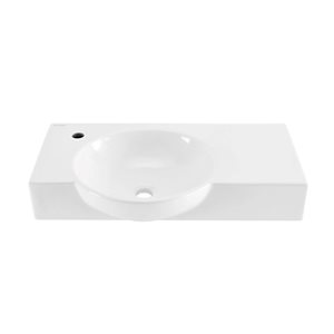 Swiss Madison Montparnasse Glossy White 17 L x 30-in W Ceramic Rectangle Wall-Mounted Bathroom Sink