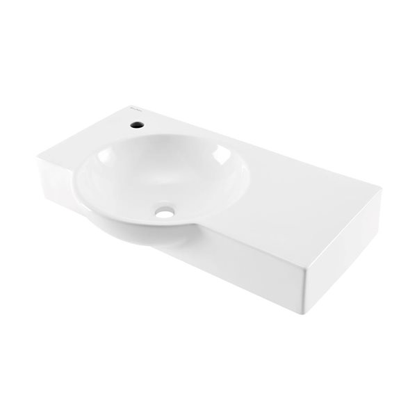 Swiss Madison Montparnasse Glossy White 17 L x 30-in W Ceramic Rectangle Wall-Mounted Bathroom Sink