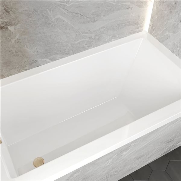 Swiss Madison Lausanne 54 W x 30-in Glossy White Acrylic Alcove Left Drain Bathtub