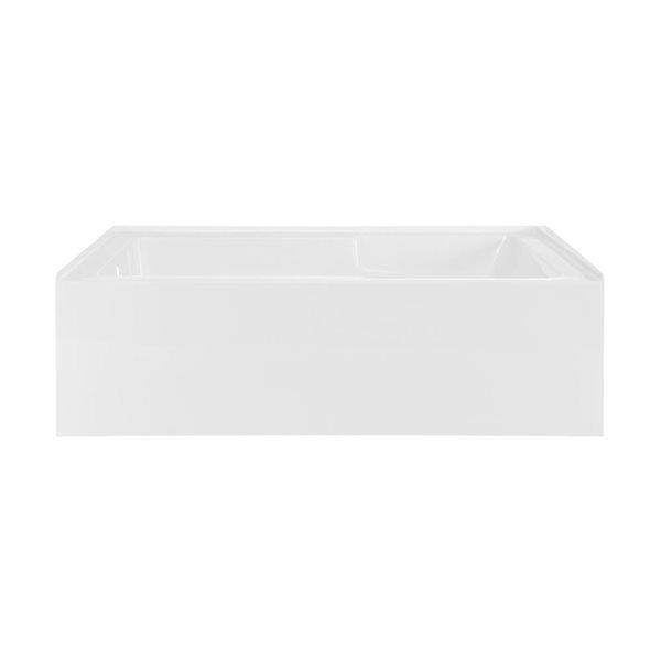 Swiss Madison Lausanne 72 W x 36-in L Glossy White Acrylic Alcove Skirted Left Drain Bathtub w/ Integrated Armrest