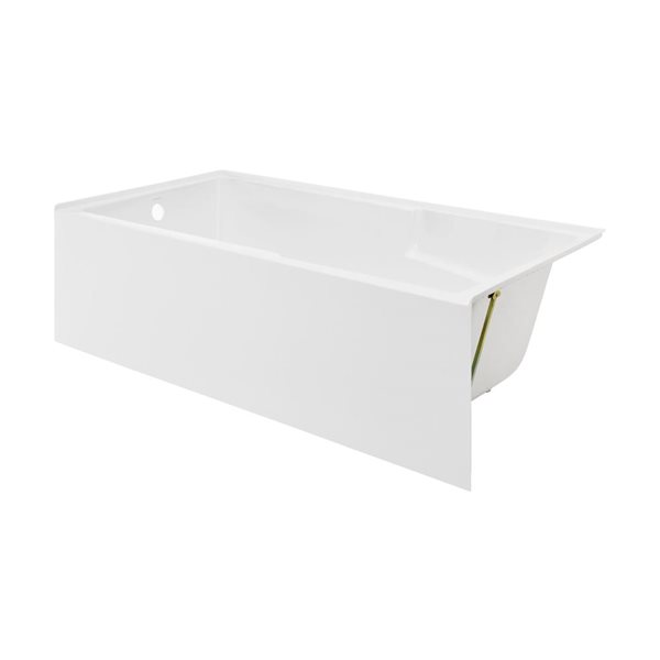 Swiss Madison Lausanne 72 W x 36-in L Glossy White Acrylic Alcove Skirted Left Drain Bathtub w/ Integrated Armrest