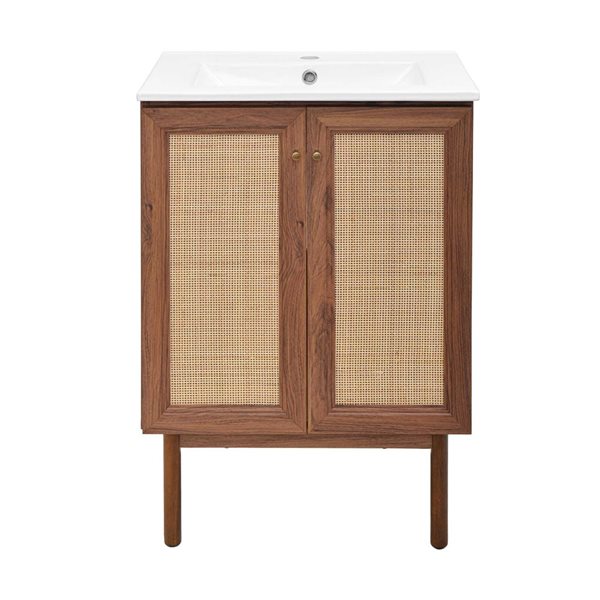 Swiss Madison Chaux 24-in W Brown Oak Freestanding Bathroom Vanity w/ Sink Top