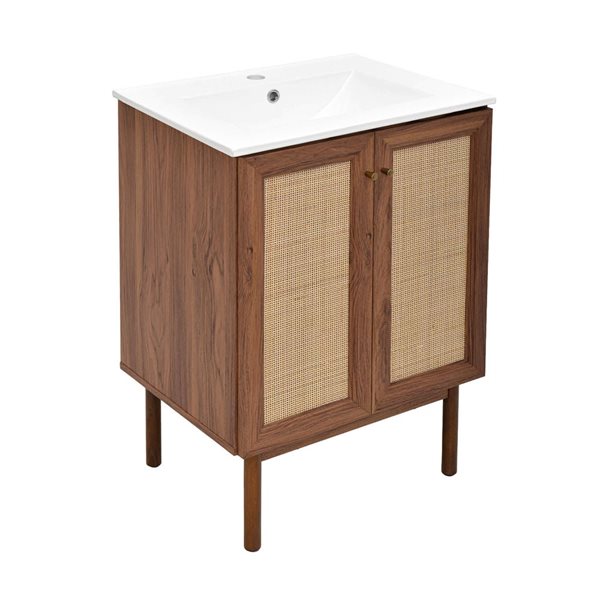 Swiss Madison Chaux 24-in W Brown Oak Freestanding Bathroom Vanity w/ Sink Top