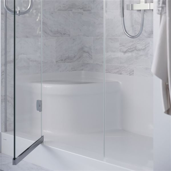 Swiss Madison Le Havre Glossy White Acrylic 60 W x 32-in L Right Drain Shower Base w/ Integrated Seat