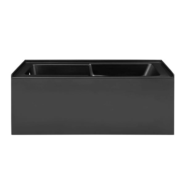 Swiss Madison Lausanne 60 W x 30-in L Matte Black Acrylic Alcove Skirted Left Drain Bathtub w/ Integrated Armrest